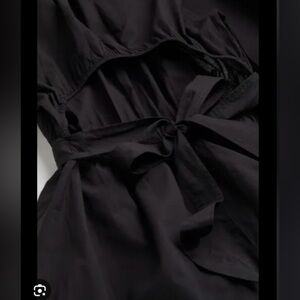H&M short black open-back with tie 100% cotton dress